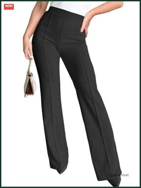 High Waisted Wide Leg Pleated Palazzo Work Pants for Women